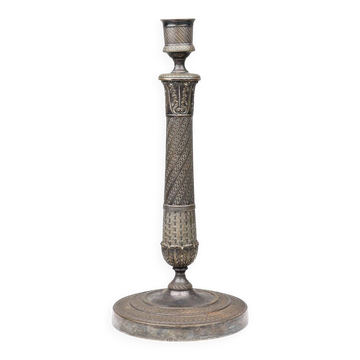 Large French Silvered Copper Candlestick, 1890s