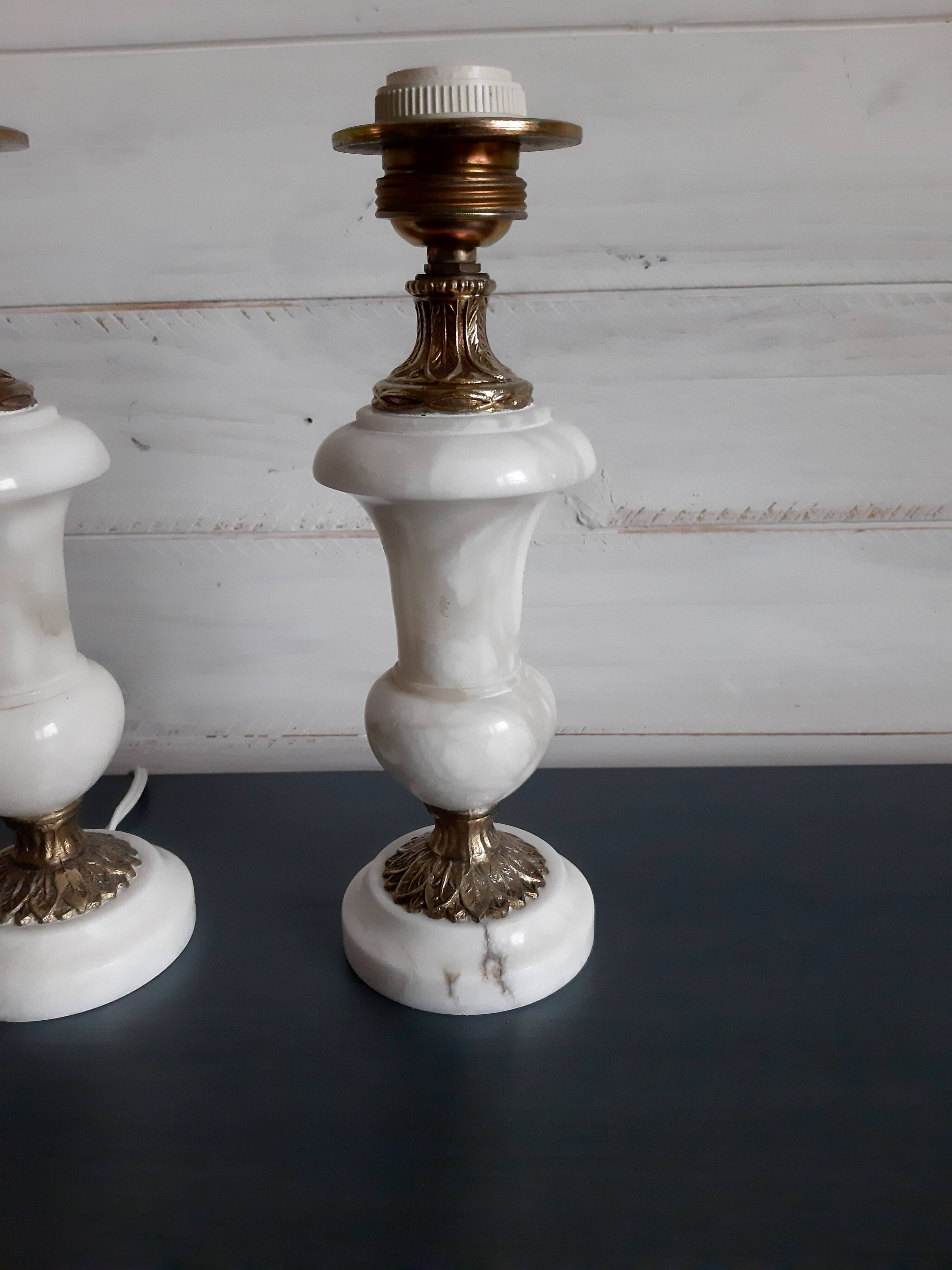 Pair of alabaster lamp feet