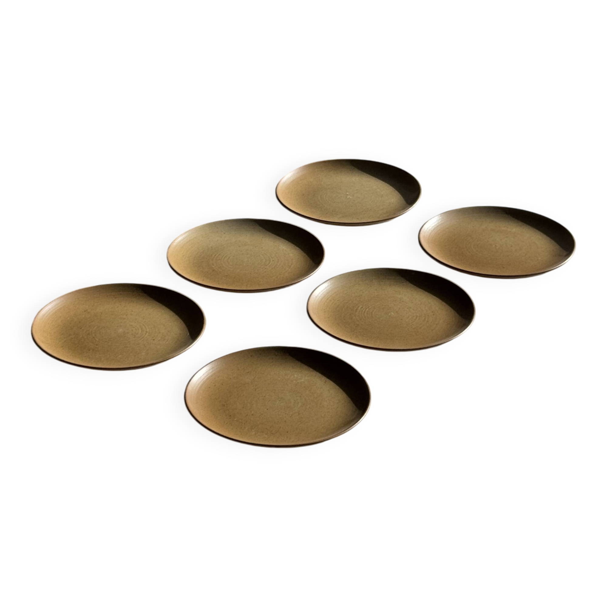 Set of 6 dessert plates in stoneware Village France D20