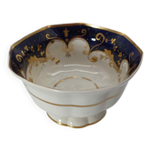Coupe sur Piédouche Ancienne Porcelaine Décor Bleu Cobalt & Dorures à l'Or