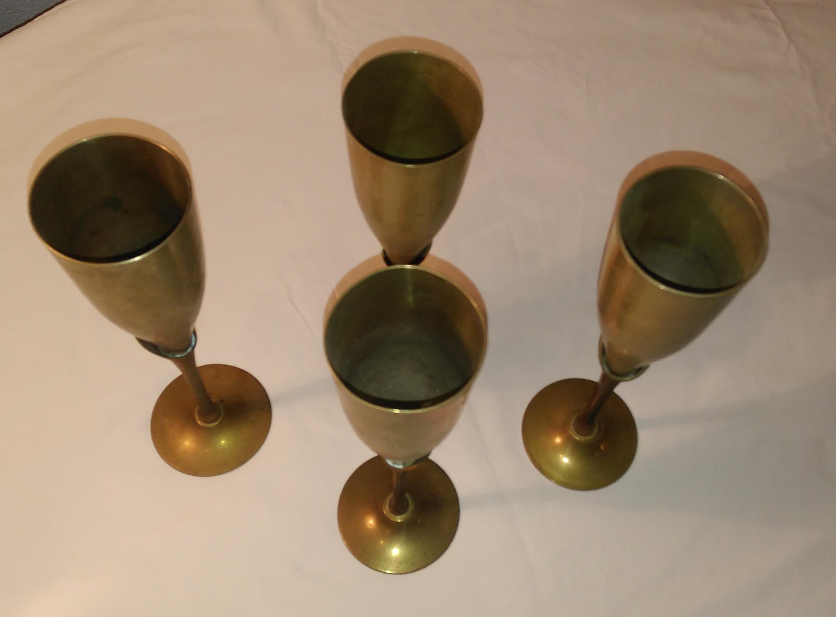 Lot of 4 brass champagne flutes