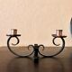 Bougeoir chandelier artisanal fer forgé et cuivre rouge ciselé