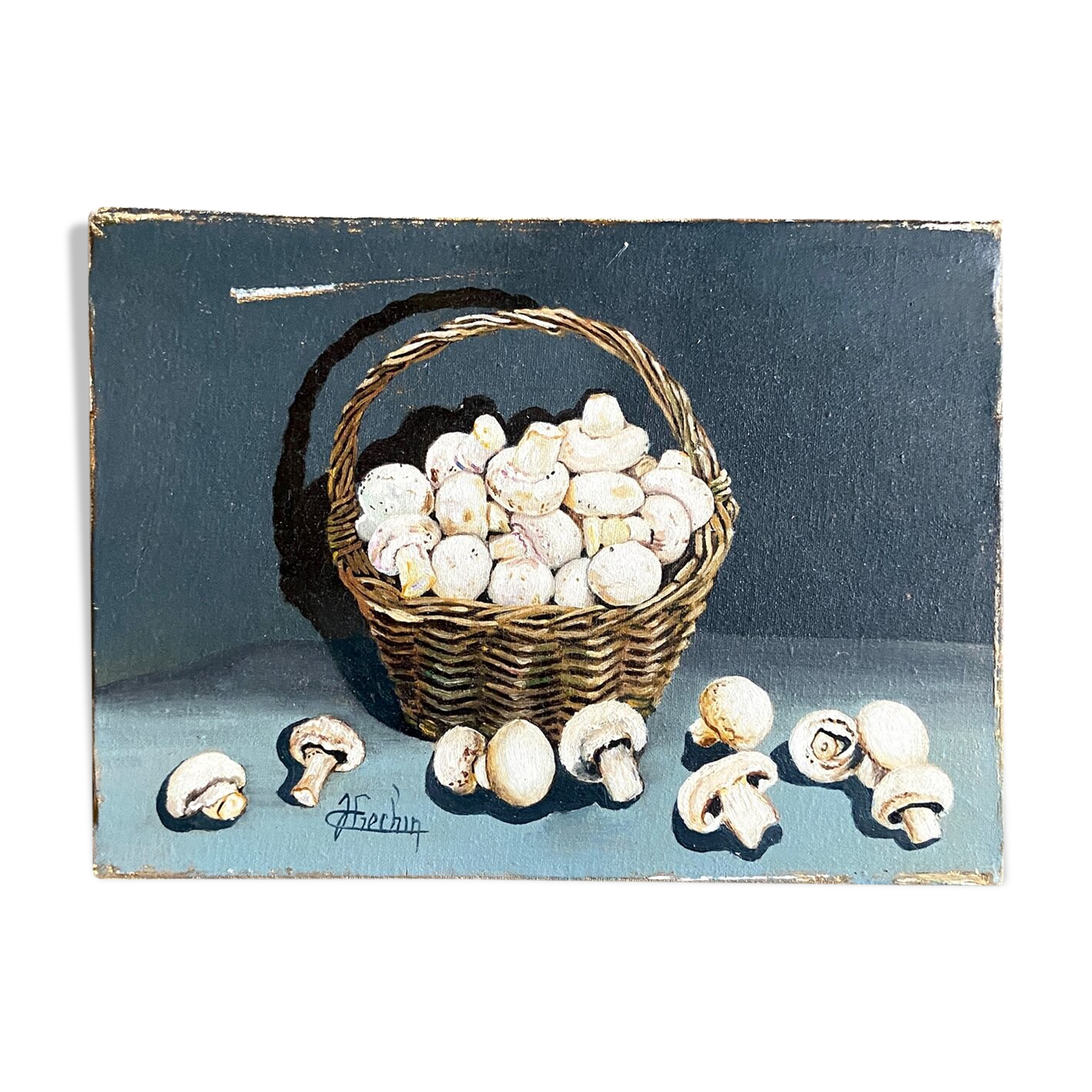 Oil painting on canvas The mushrooms of Paris