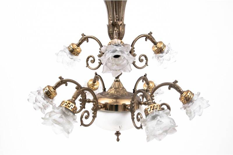 Brass chandelier from the 1950s, Western Europe.