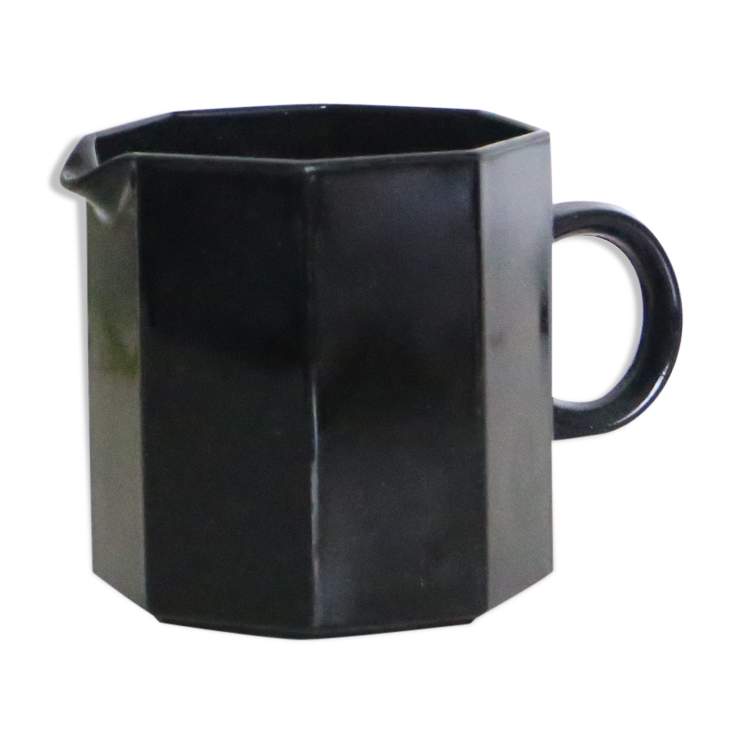 Nice black milk pot, Arcoroc, OCTIME series, 1980, vintage French