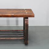 1970s Pine Tree Bench with Iron Base, Czechoslovakia