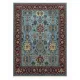 Hand-Knotted Wool Area Rug, Modern Floral Design Blue Carpet for Living Room