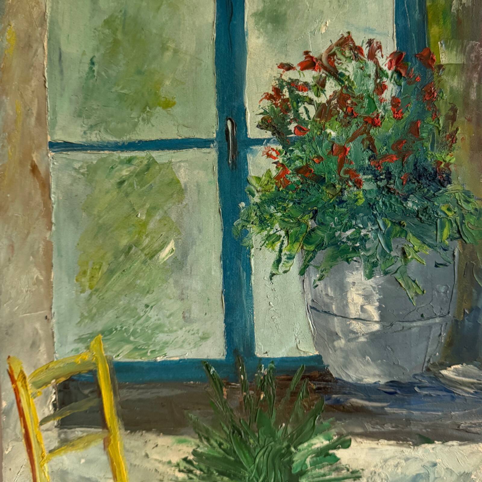 Oil on canvas still life bouquet of flowers by Serge Doceul 1986