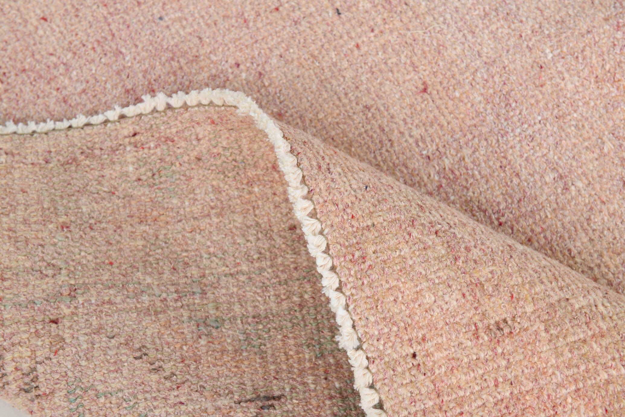 Tapis Anatolien Vintage Fait Main en Laine,Tons Rose Poudré & Beige 265x166
