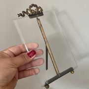 Set of 3 old art deco frames in beveled glass and brass