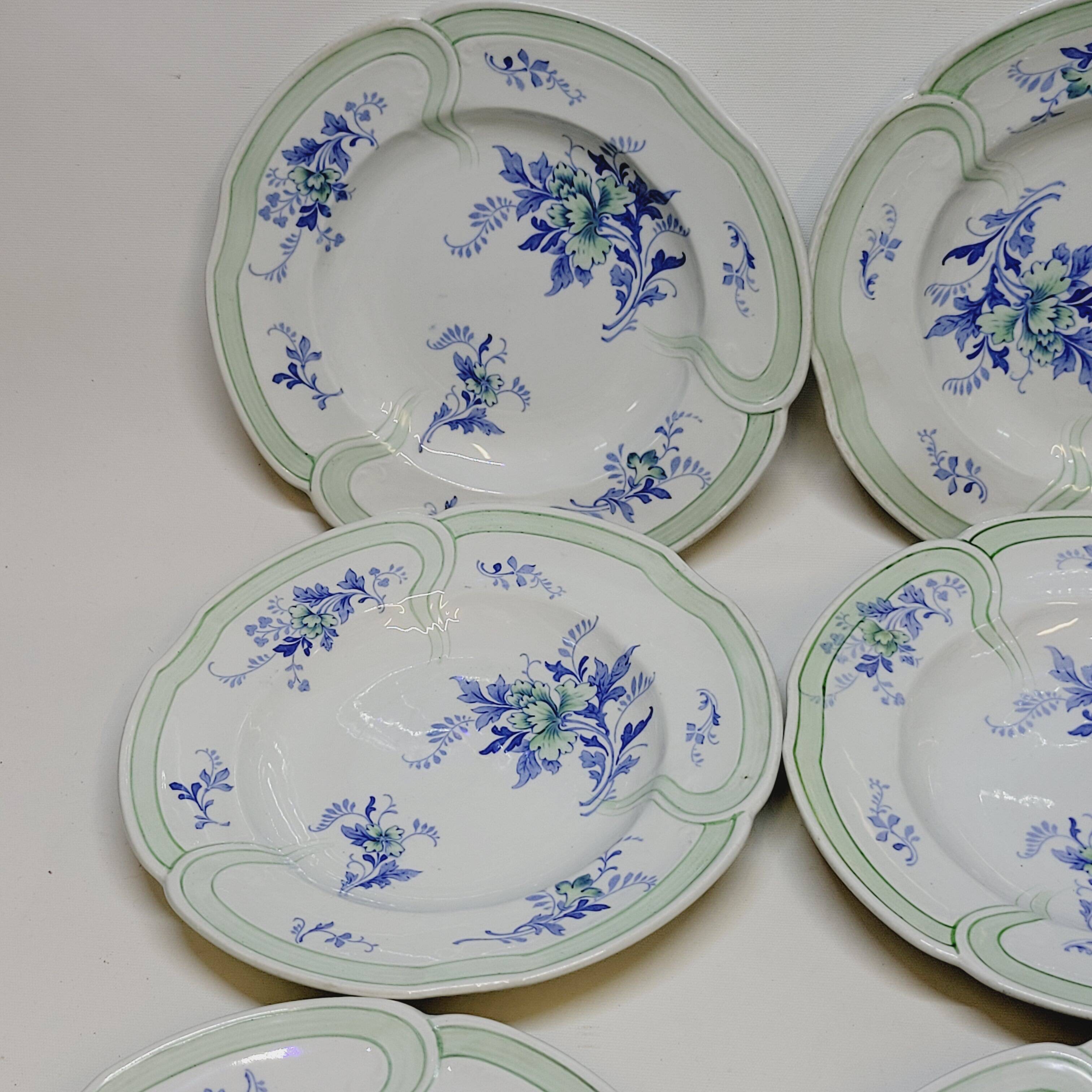 9 Antique KG Lunéville Plates, Regence Model