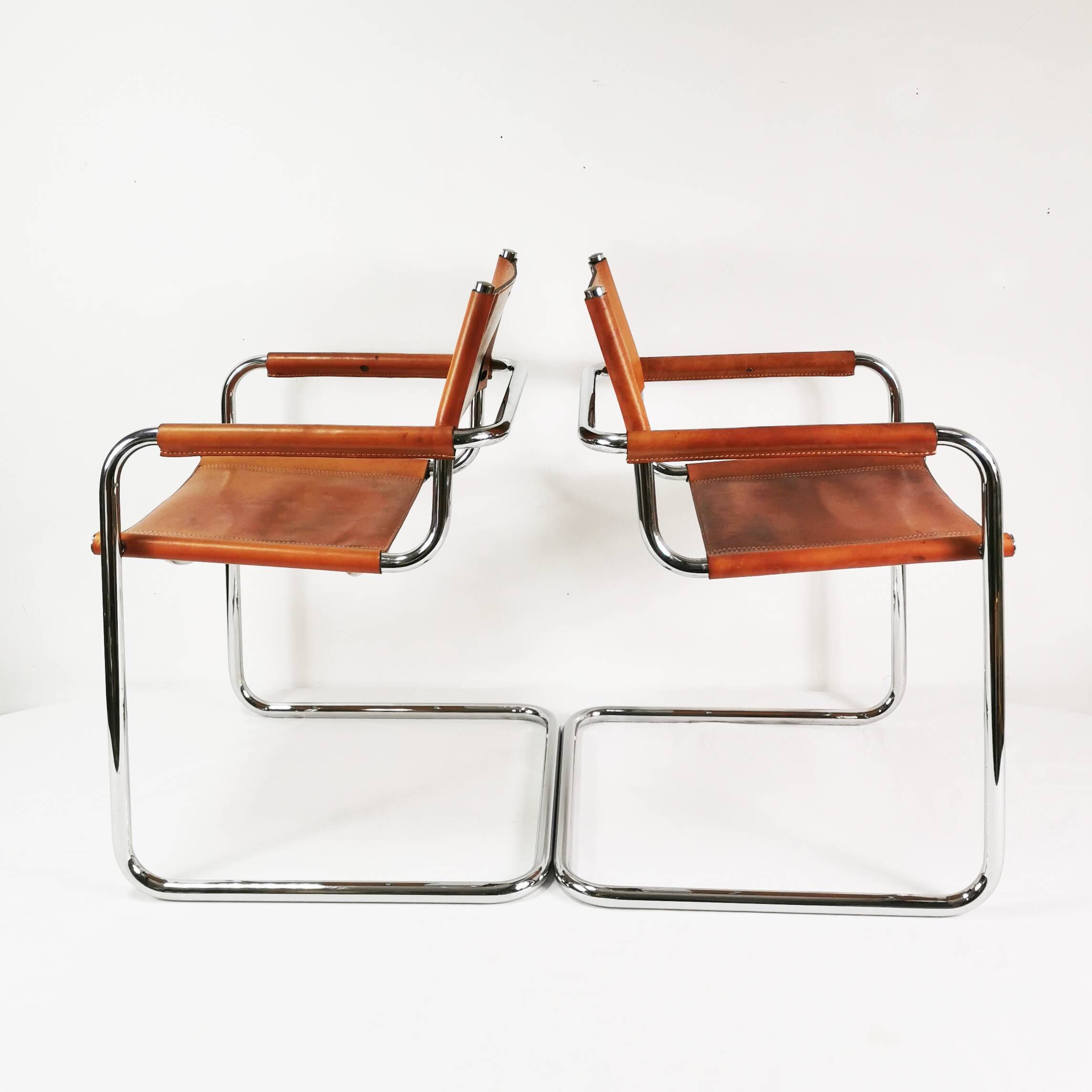 Pair of Bauhaus S34 chairs, designed by Mart Stam, Bulthaup, Germany, 1980s