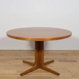 Mid-Century Round Teak Extendable Dining Table from Vejle Mobelfabrik