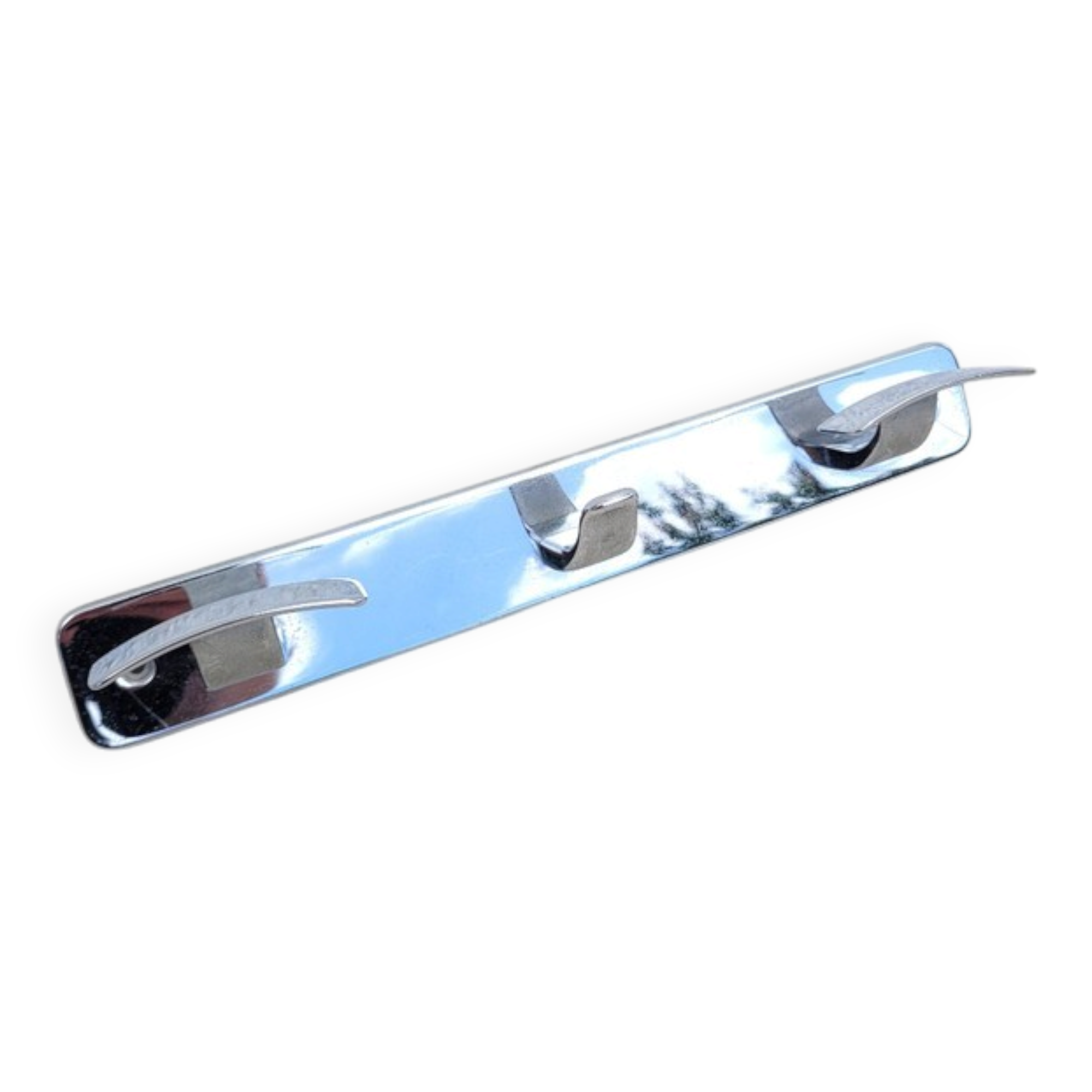 Vintage chrome wall coat rack with 3 hooks