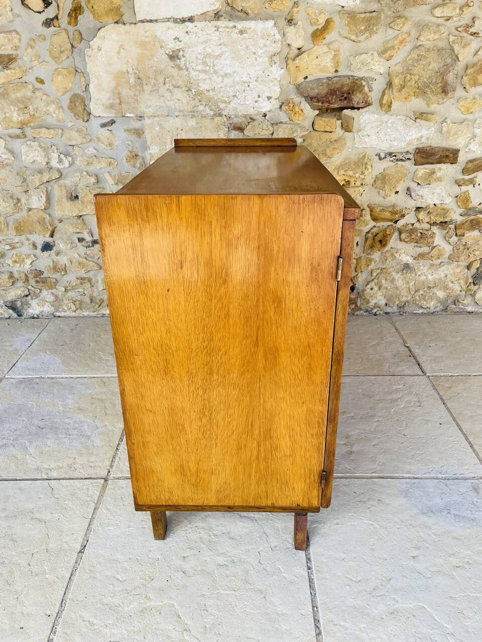 Vintage storage furniture in flame-figured oak, by Gillard Bourdin, circa 196.