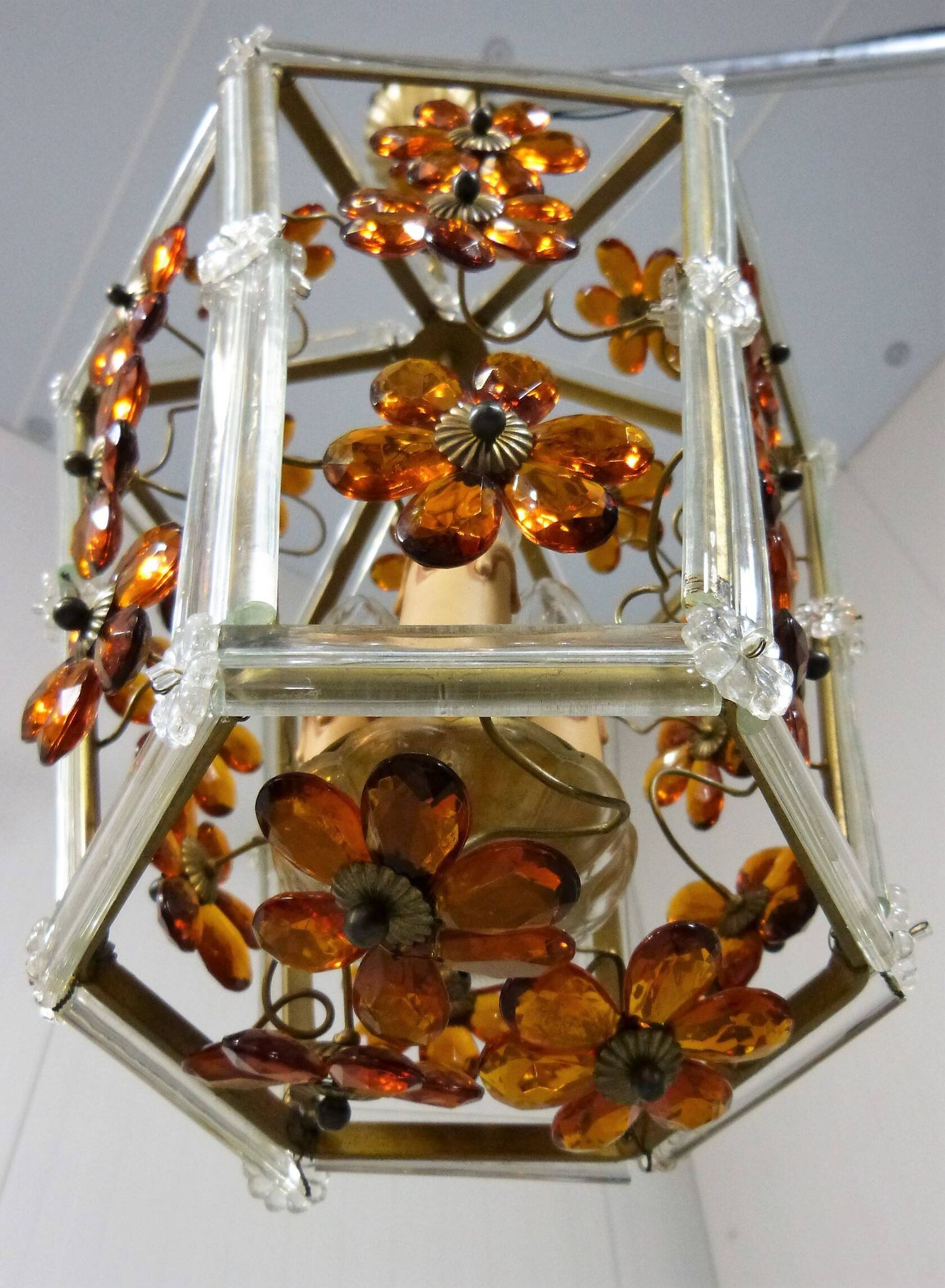 Suspension en verre en forme de fleur, années 1950-60