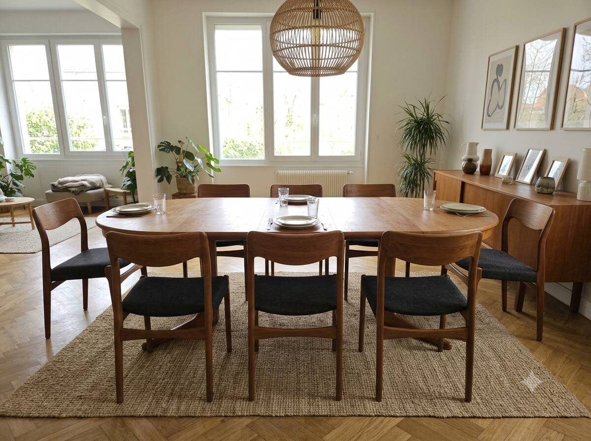 Table Baumann extensible en teck des années 60