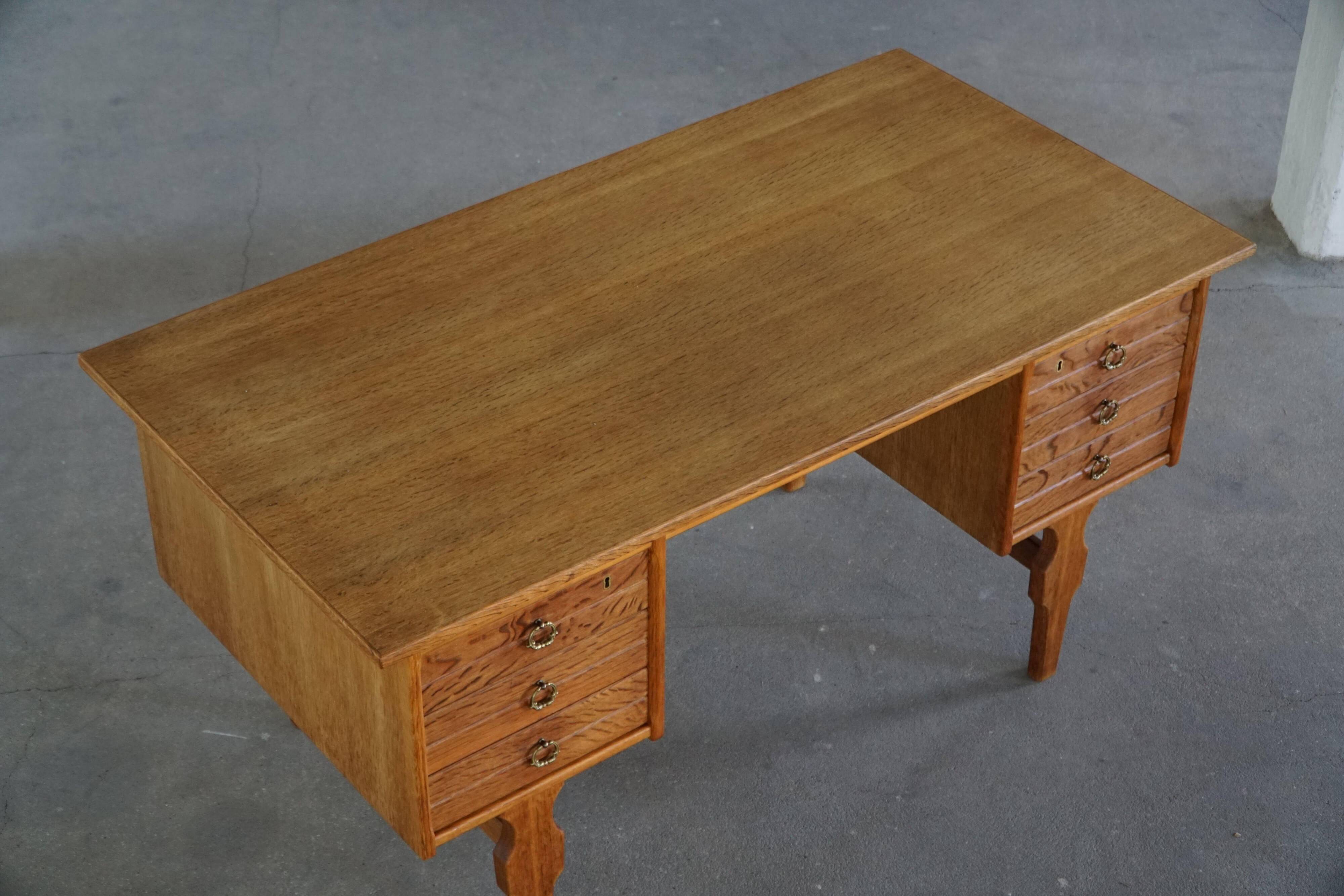 Free-standing desk in Oak by Henning Kjærnulf, Mid-century Danish Modern, 1950s