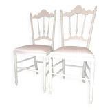Lot de 2 chaises opéra style empire refaite tissu rayé xix coloris beige