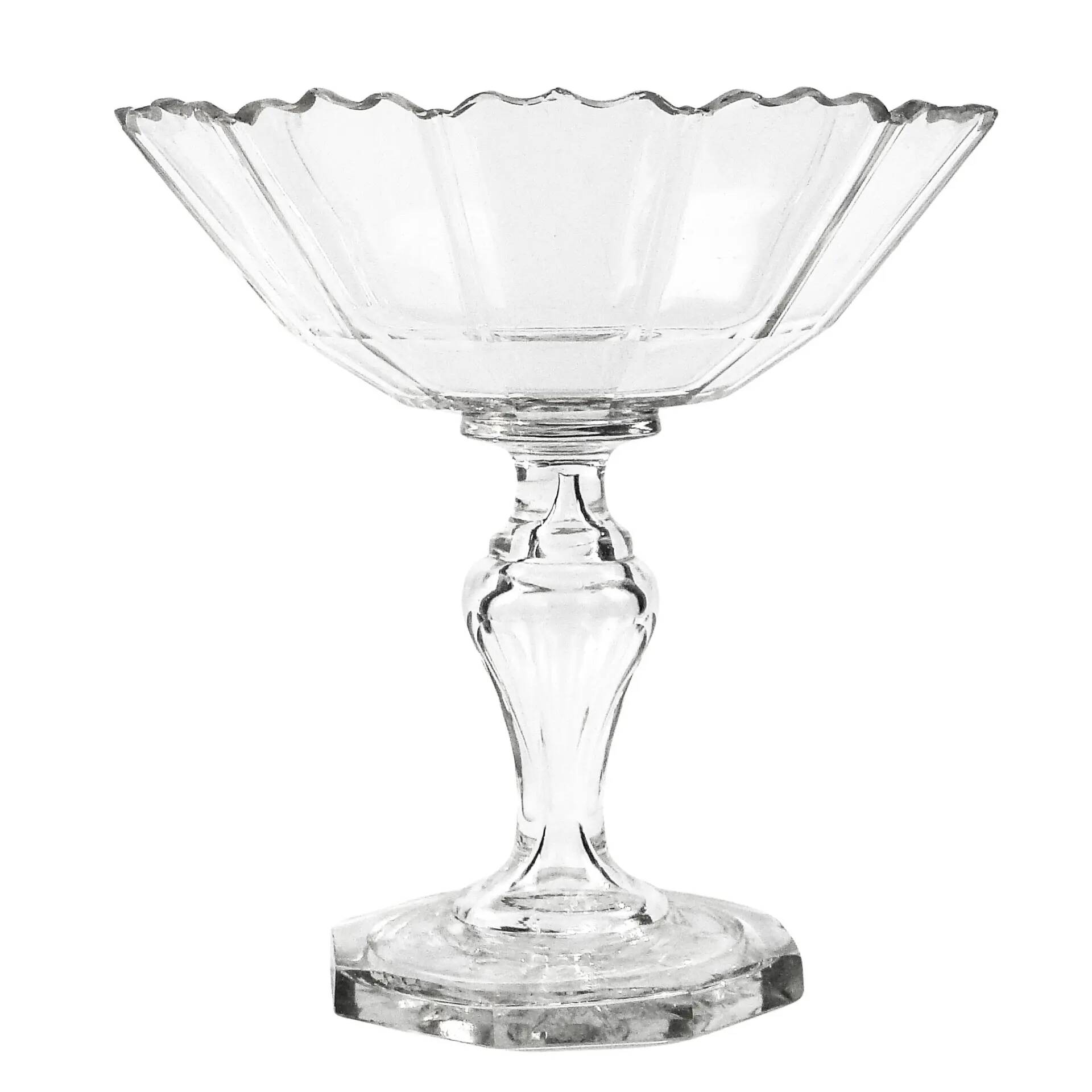 Biedermeier fruit bowl, transparent crystal, Czechia, 19th century