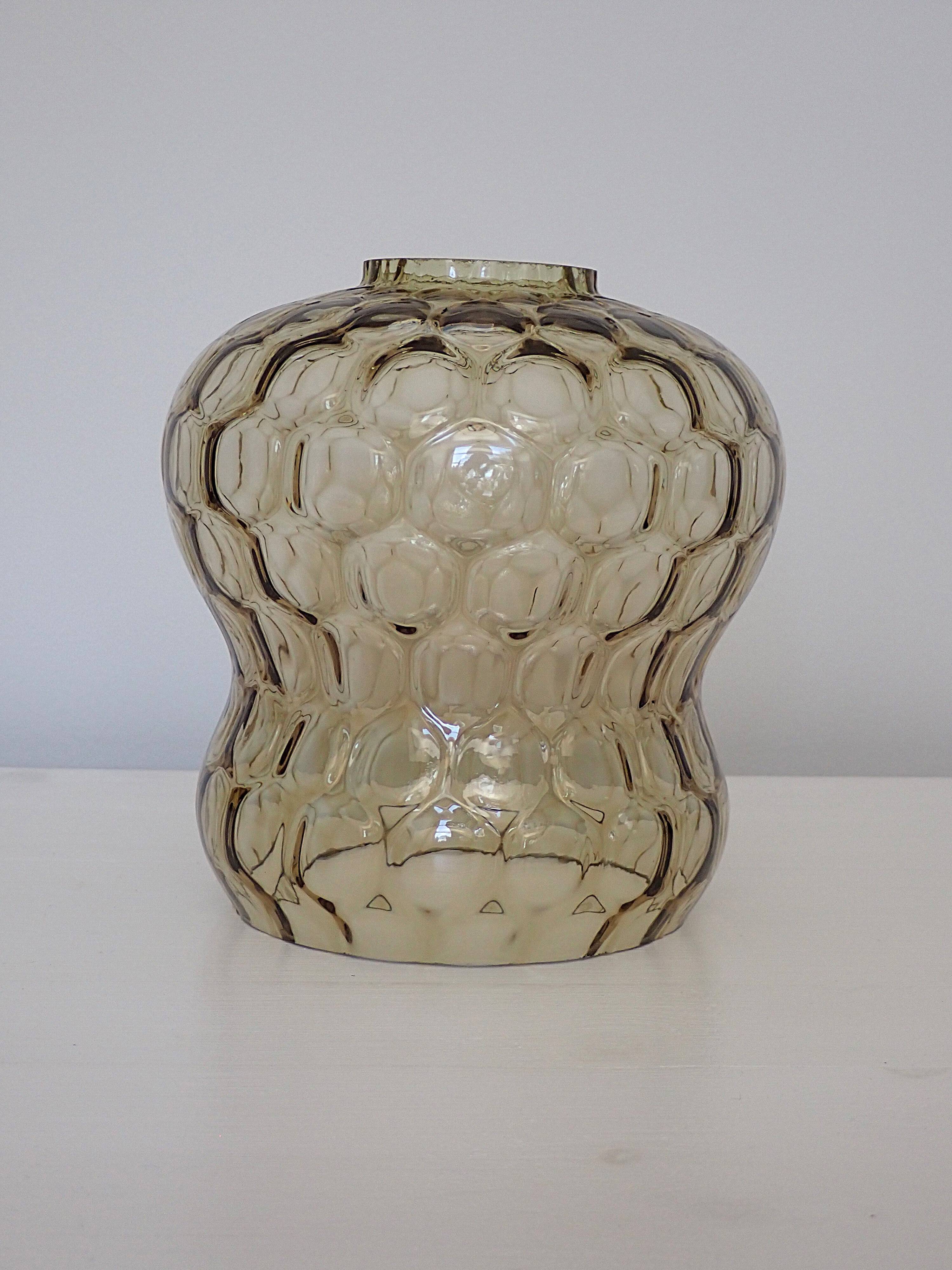 Amber glass globe for lighting - honeycomb relief