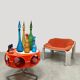 Dutch vintage design orange Rotorbar space age trolley Curver