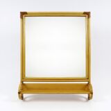 Bamboo and leather mirror with shelve, 1970s