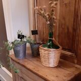 Demijohn green and wicker