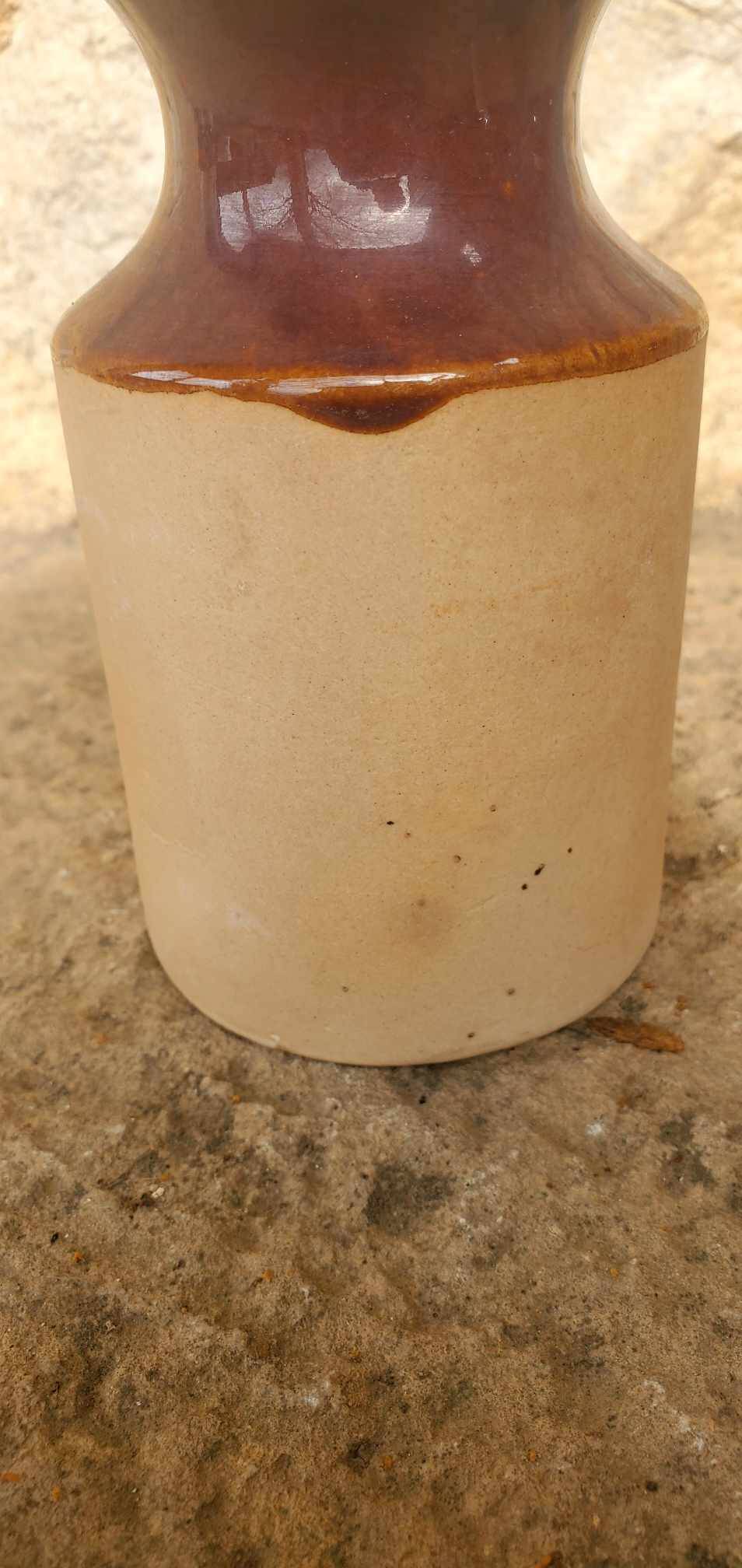 Set of 3 two-tone stoneware pots