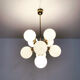 Lustre spoutnik en laiton et en verre d’opaline