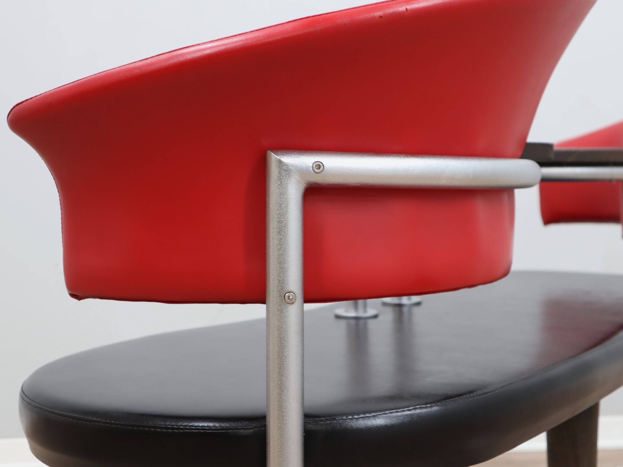 1990s Italian black and red post modern design bench