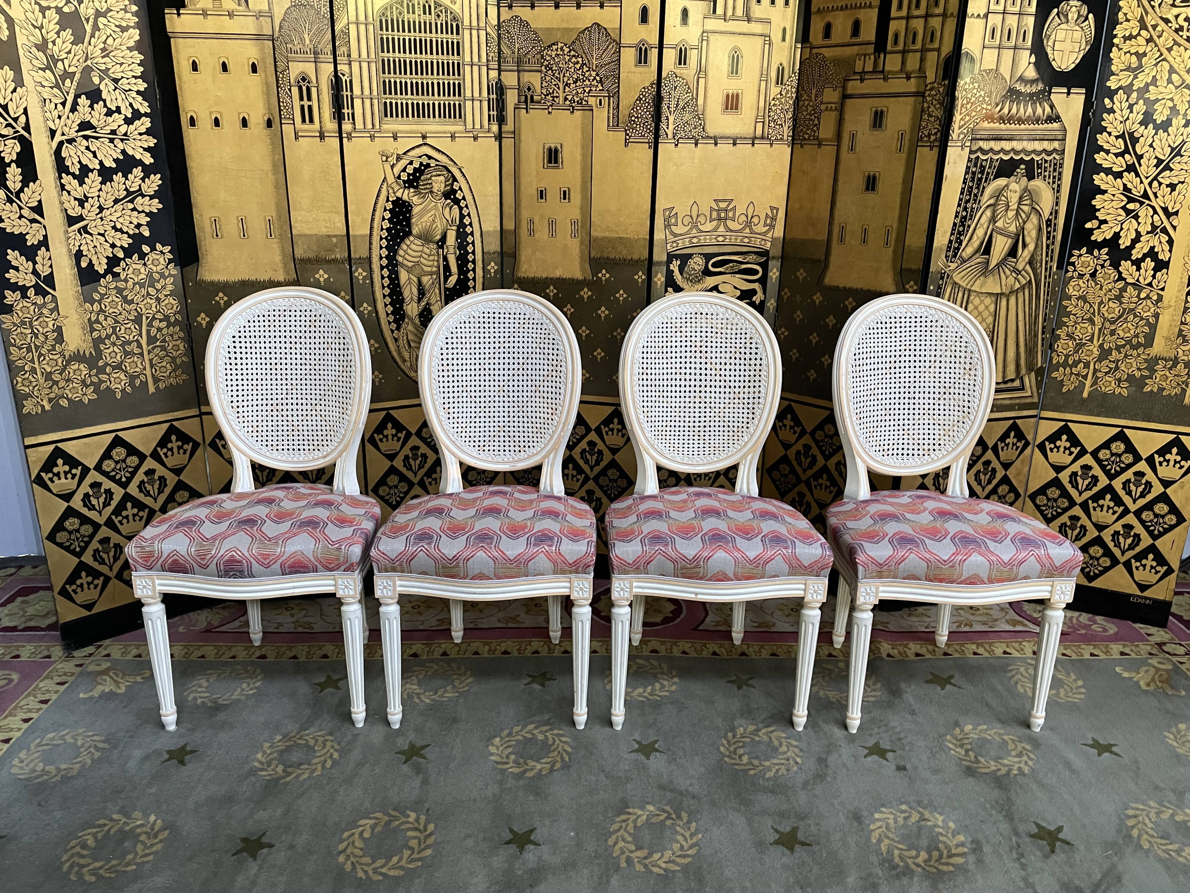 4 chairs louis XVI style medallion