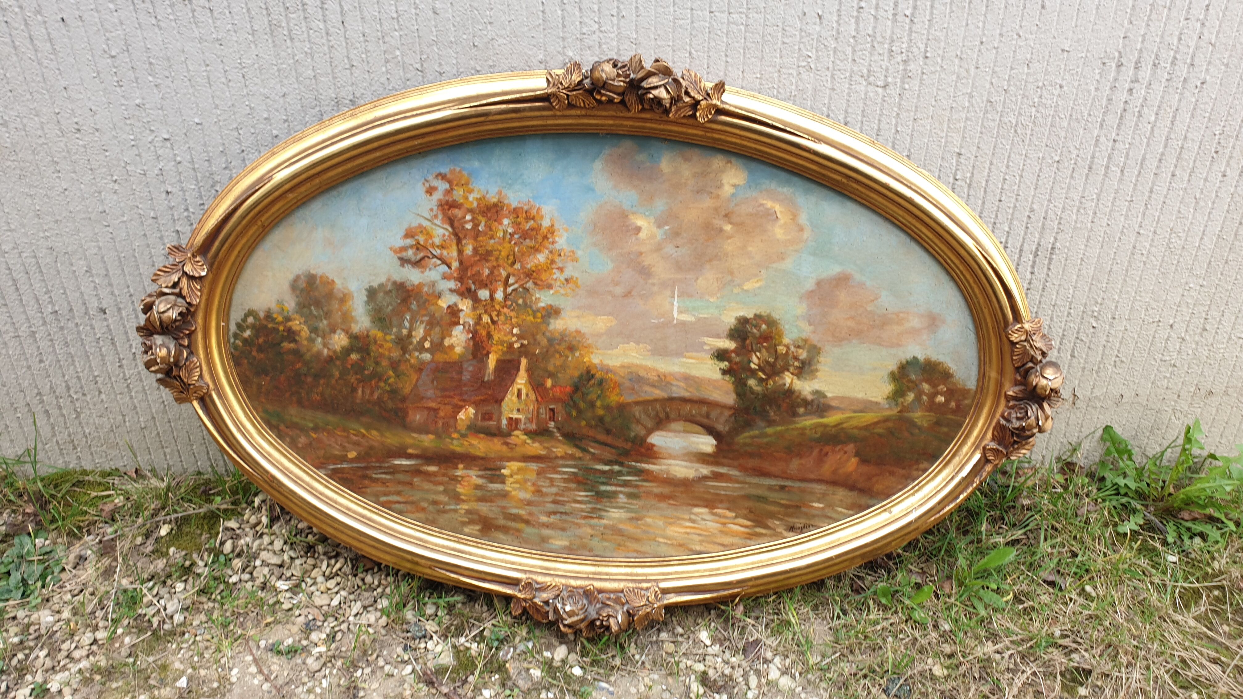 Huile sur panneau art déco