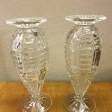Paire de vases verre moulé