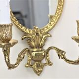 Pair Applique Mirror in Gilded Bronze Style Louis XVI