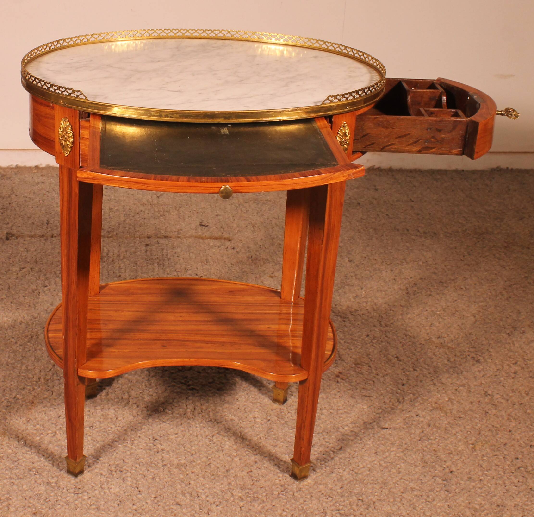 Louis XVI Rosewood Side Table With Writing Desk