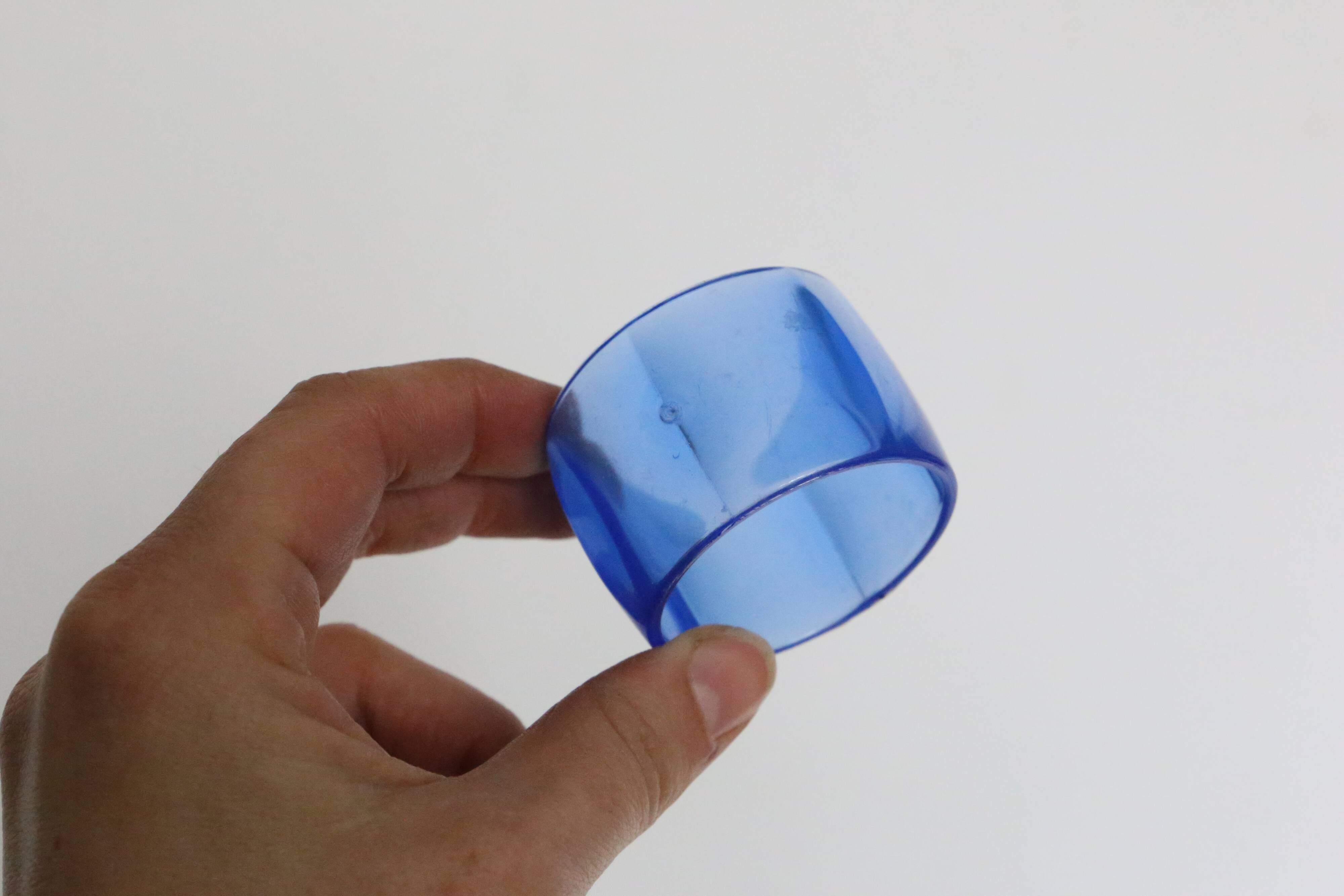 Colorful towel rings made of translucent plastic, vintage
