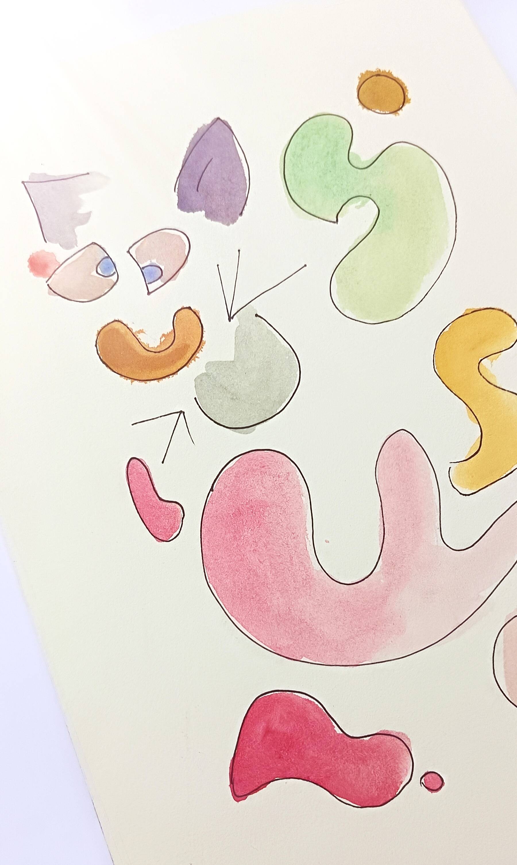 Original abstract painting – coloured organic shapes