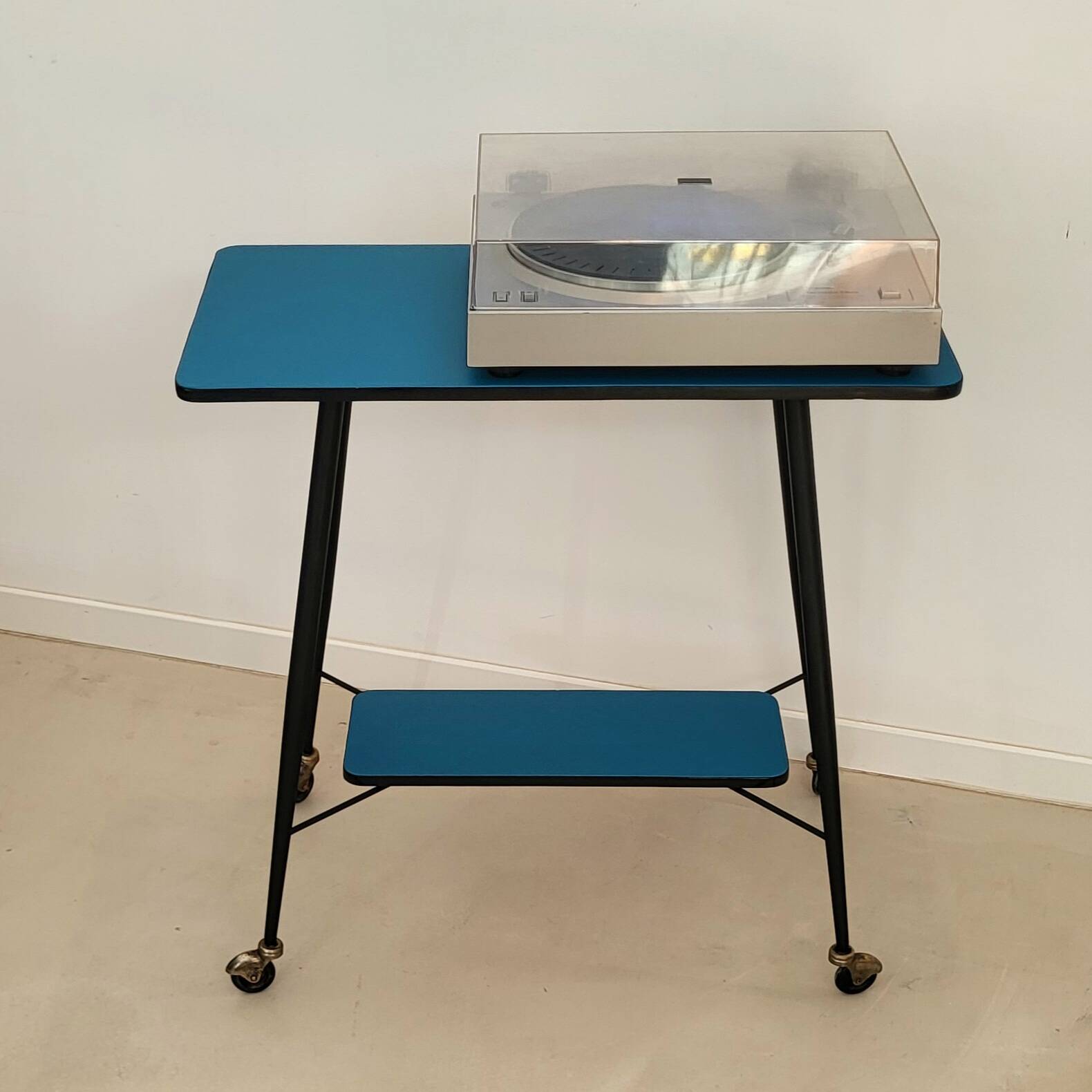 Vintage petrol blue serving trolley