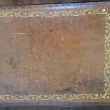 English pedestal table with leather top