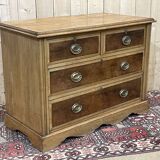 English chest of drawers in frene and nineteenth yew magnifying glass