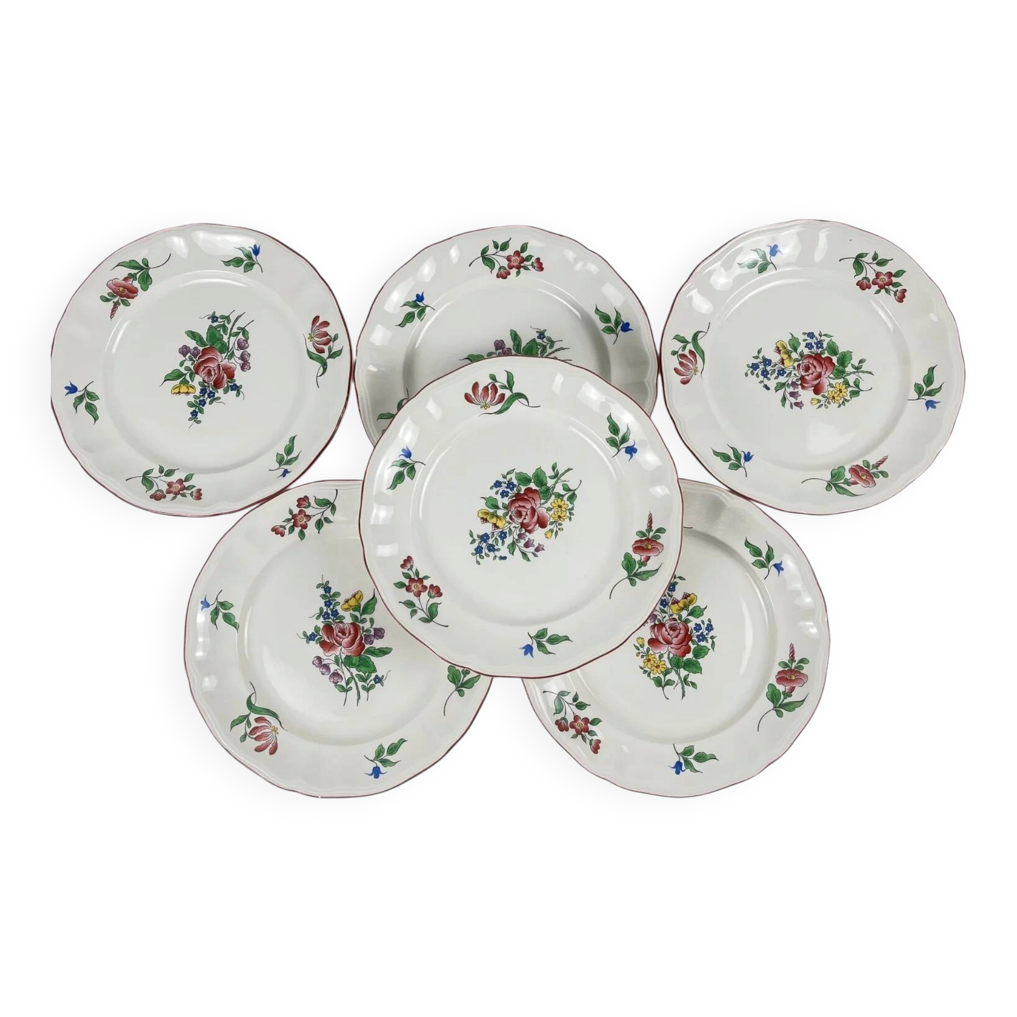 Set of 6 dessert plates KG Lunéville – Réverbère model