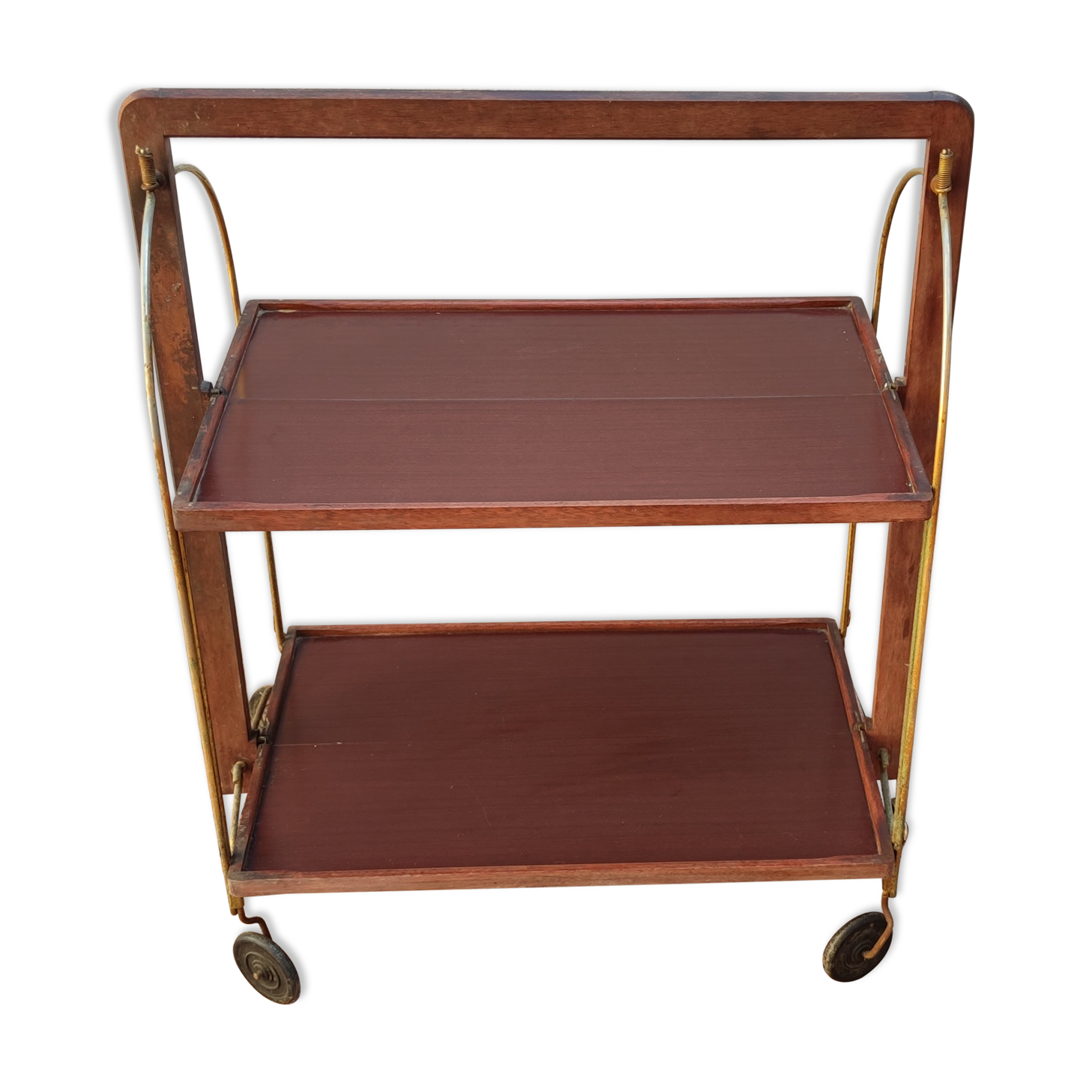 Folding side table with wheels