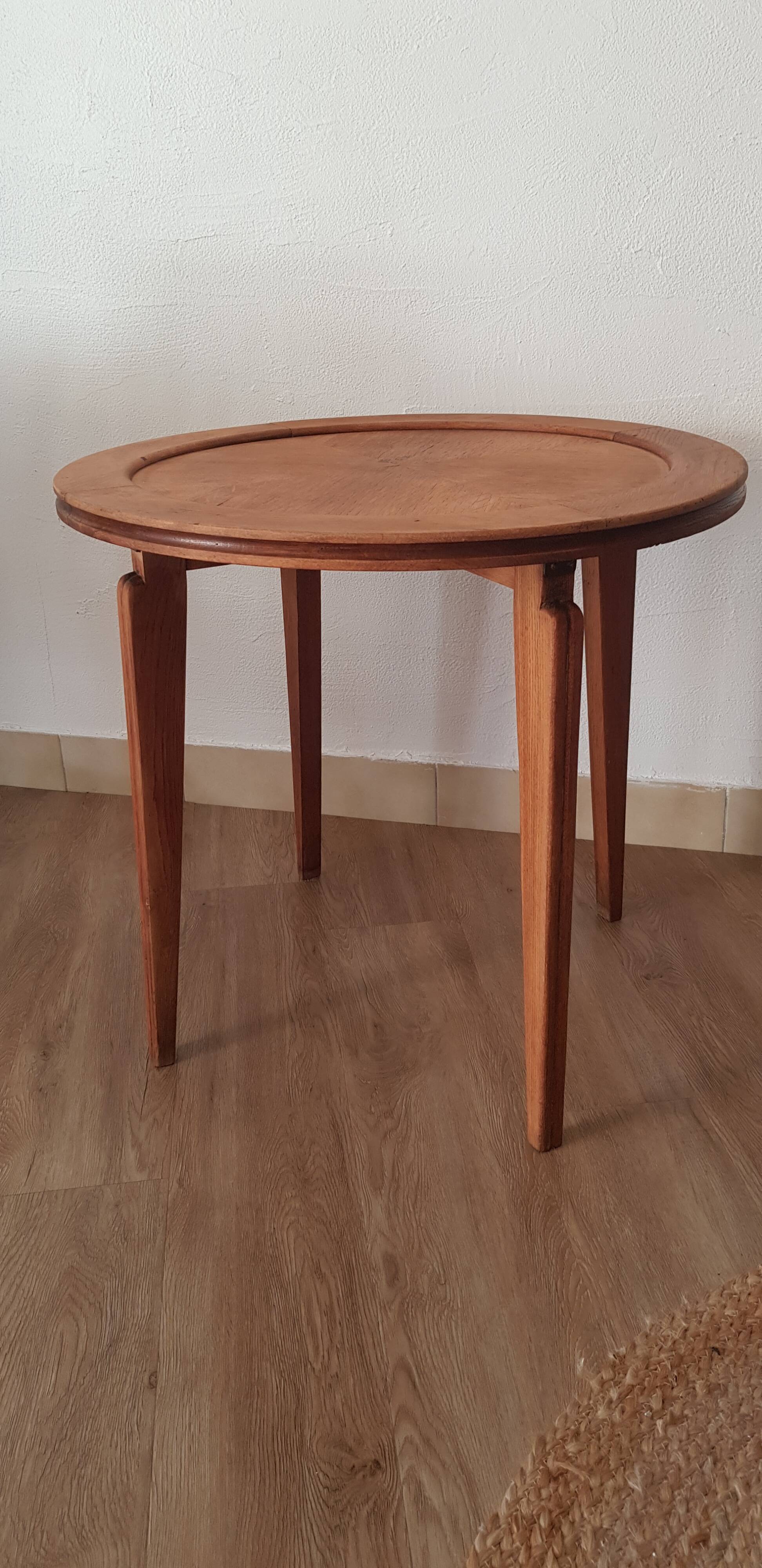 Vintage round wooden serving trolley