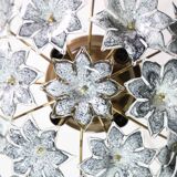 Large Murano Vintage Ceiling Light Black Flowers, 1970s