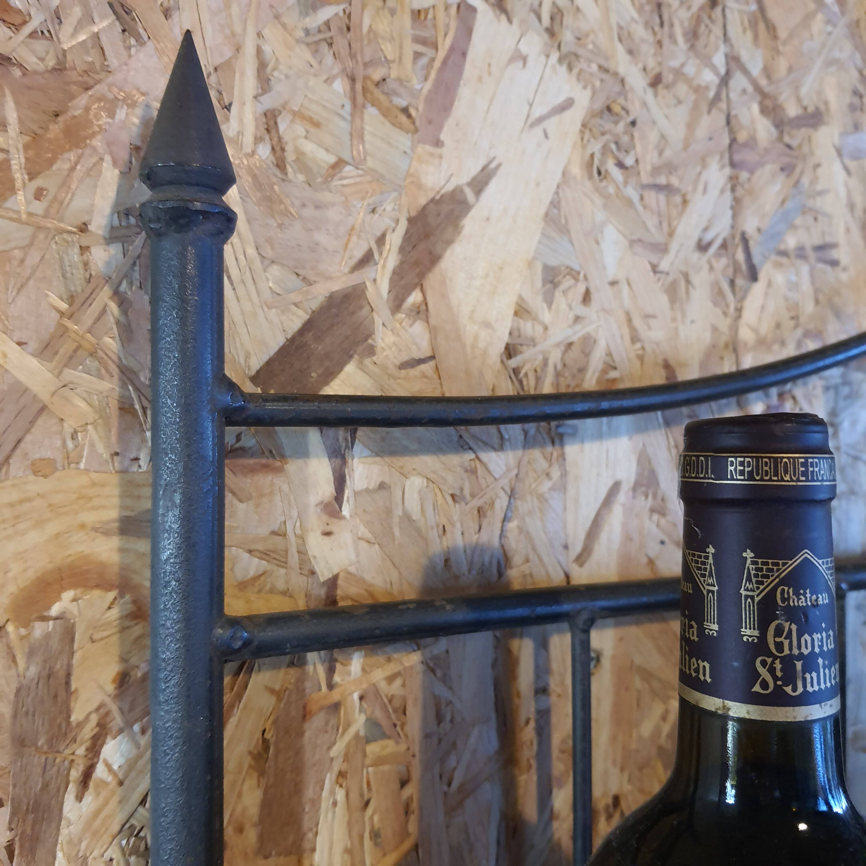 Wrought iron and wood baker shelves