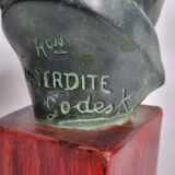 Plaster bust of Beethoven with bronze patina, signed, 27 cm