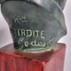 Plaster bust of Beethoven with bronze patina, signed, 27 cm