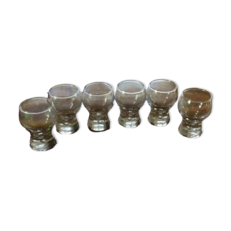 Lot 6 shooters verres ou verrines super chouettes  h 7 cm diamètre 4,5 m