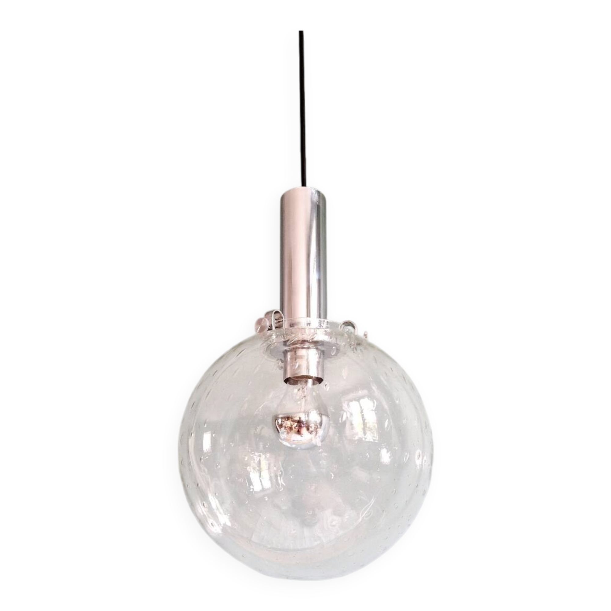Space Age pendant light in bubbled blown glass, 1970s